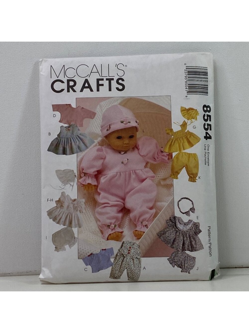 McCalls 18 Inch Doll Clothes Sewing Pattern 8554 Uncut Complete Dress & Jumper